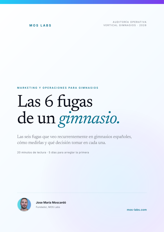 Portada de la guía 'Las 6 fugas — Gimnasios' por Jose María Moscardó