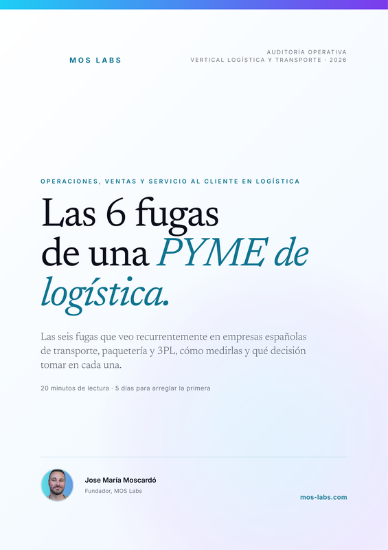 Portada de la guía 'Las 6 fugas — Logística y transporte' por Jose María Moscardó